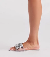 Can't Help It Jelly Bejeweled Flat Sandals