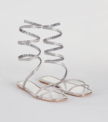 For A Spin Rhinestone Spiral Flat Sandals