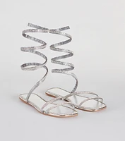 For A Spin Rhinestone Spiral Flat Sandals