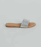 Casual Glitz Rhinestone Strap Faux Leather Sandals