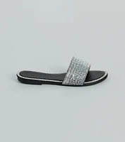 Casual Glitz Rhinestone Strap Faux Leather Sandals