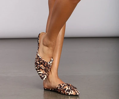 Knotted Leopard Print Mules