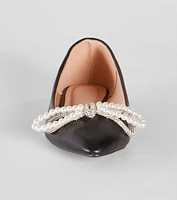 Elegant Sparkle Rhinestone Bow Ballet Flats