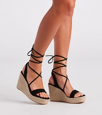 Spring Step Espadrille Lace-Up Wedges