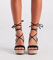 Spring Step Espadrille Lace-Up Wedges