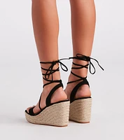 Spring Step Espadrille Lace-Up Wedges