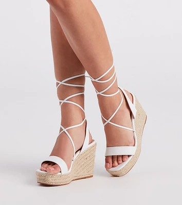 Spring Step Espadrille Lace-Up Wedges