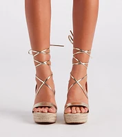 Spring Step Espadrille Lace-Up Wedges