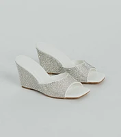 All Star Glitz Rhinestone Square Toe Wedges