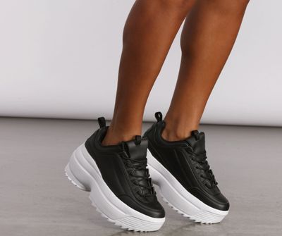 Extra High Textured Platform Chunky Sneakers