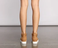 Faux Suede High Top Zipped Sneakers