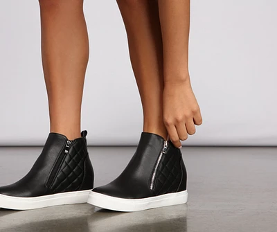Feeling Fancy Quilted Faux Leather Sneakers