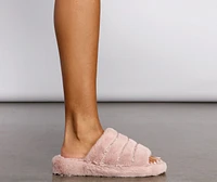 Dazzle On Rhinestone Faux Fur Slides