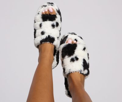 Get Spotted Faux Fur Slippers