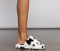 Get Spotted Faux Fur Slippers