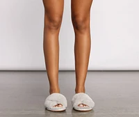 The Every Day Criss-Cross Strap Faux Fur Slippers