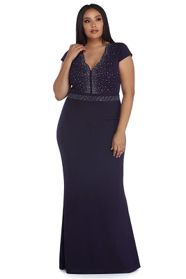Plus Emmeline Crepe Scalloped Dress