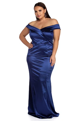 Plus Charlotte Formal Satin Dress