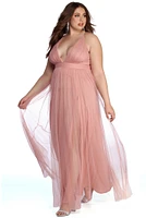 Plus Elisabeth Pleated Tulle Formal Dress