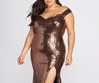 Plus Nova High Slit Sequin Dress