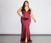 Plus Elin Satin Evening Dress