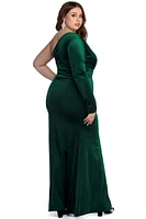 Plus Marina One Shoulder Velvet Dress