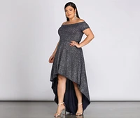Plus Penelope Glitter Formal High Low Dress