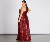 Plus Juliet Formal Sequin Scroll Dress