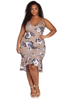 Plus Flow With Floral Midi Dress