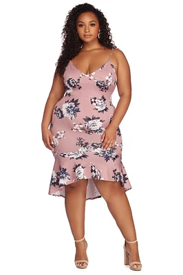 Plus Flow With Floral Midi Dress