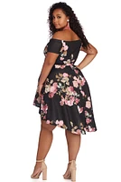 Plus Spring Into Floral Skater Dress