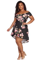 Plus Spring Into Floral Skater Dress