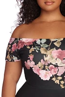 Plus Spring Into Floral Skater Dress