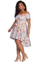 Plus Spring Into Floral Skater Dress