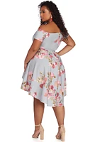 Plus Spring Into Floral Skater Dress