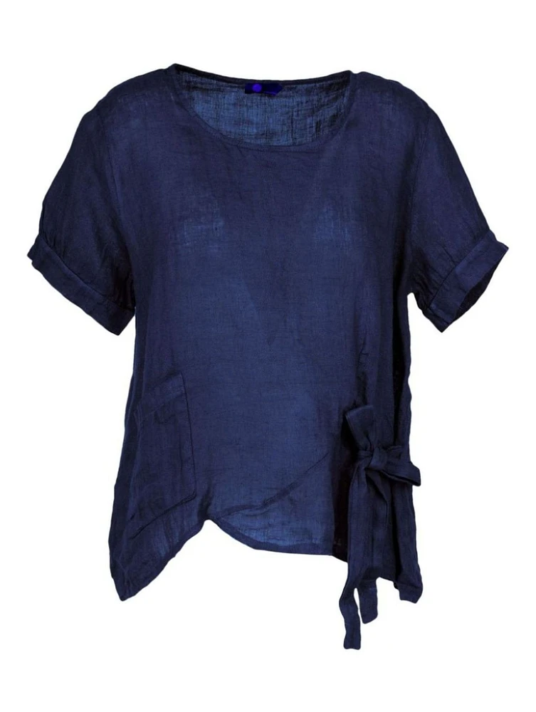 M Made Italy – Ladies Woven Top Navy