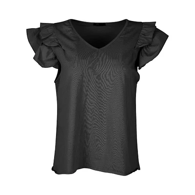 M Made Italy — Women's Knit-Woven Combo Top