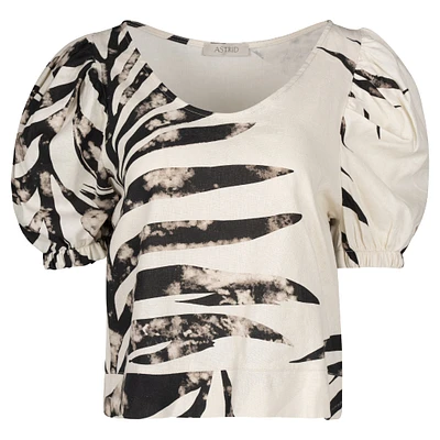 Astrid — Women's Classic Woven Top Palm Print