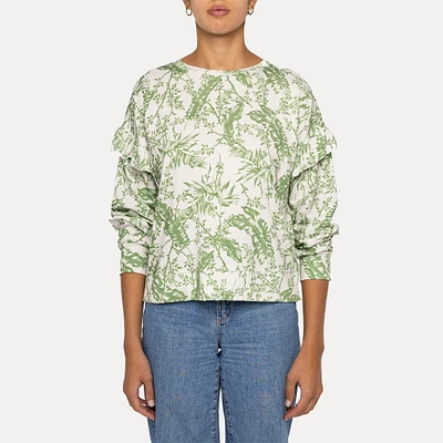 Astrid — Layover Ruffle Top Palm Print