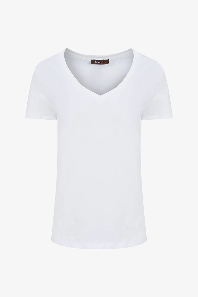 T-shirt basique à col en V | Ema&Carla