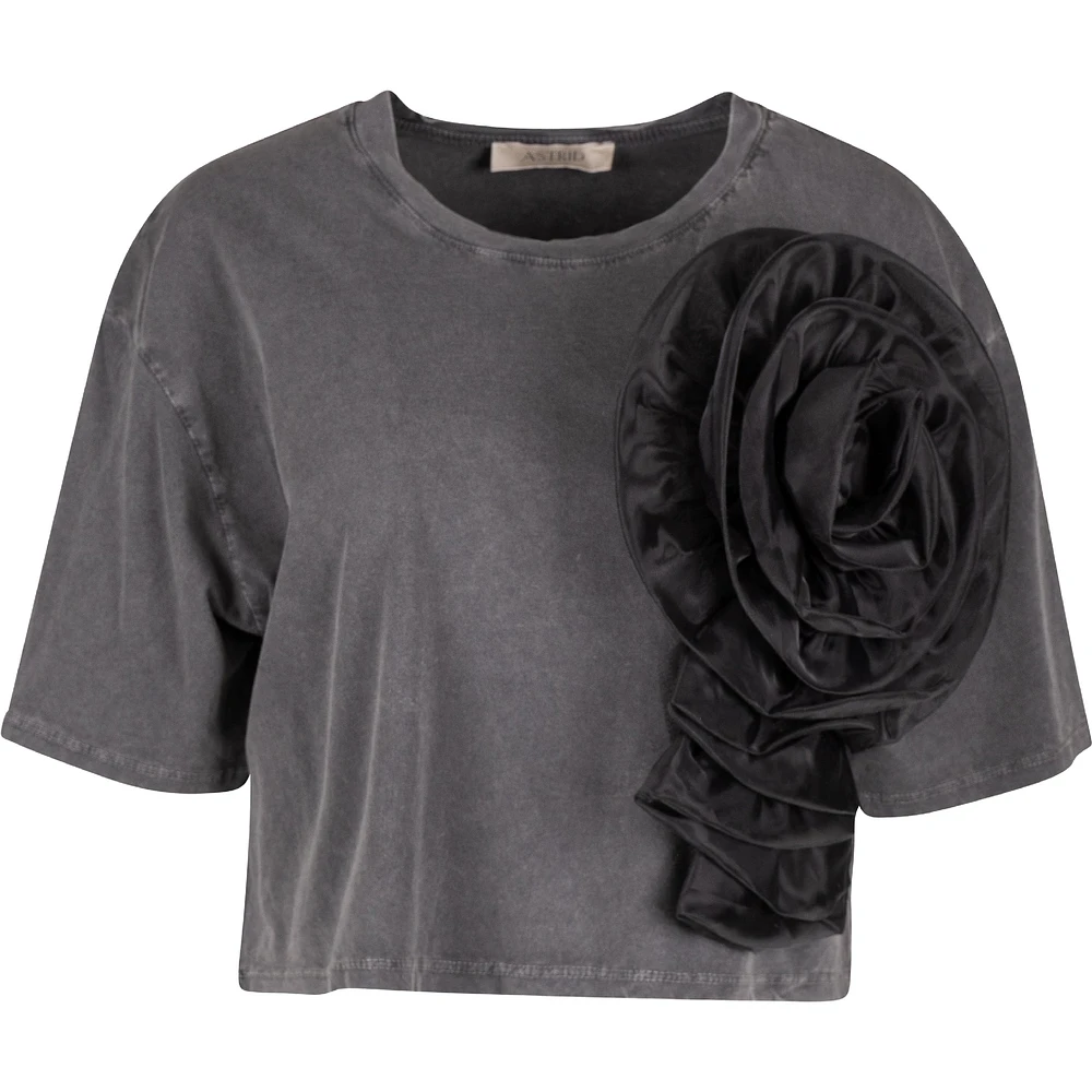 Astrid — Women's Light Knit Top Washed Black