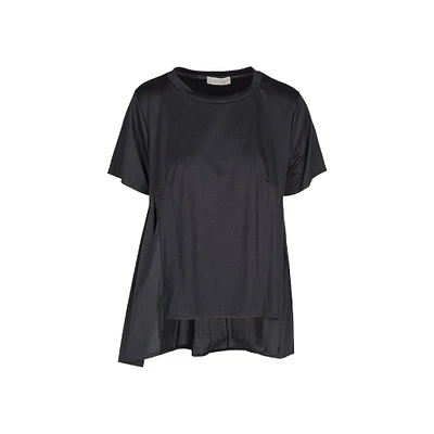 Astrid — Women's Woven Combo Top with Knit Details