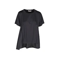 Astrid — Women's Woven Combo Top with Knit Details