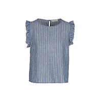 Astrid — Haut tissé classique pour femme Rayures bleues