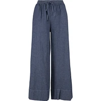 Wide-Leg Pull-On Pants With Draw-Cord — Medieval Blue Denim