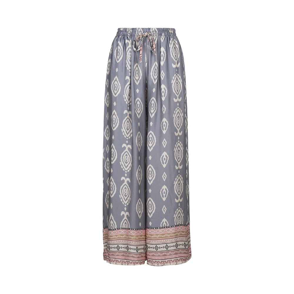 Astrid — Women's Casual Woven Pants Gray Print