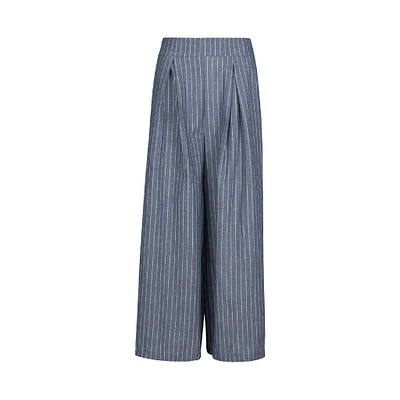 Astrid — Pantalon tissé décontracté pour femme Rayures bleues