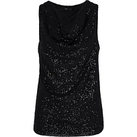 Sequin Sleeveless Cowl-Neck Top