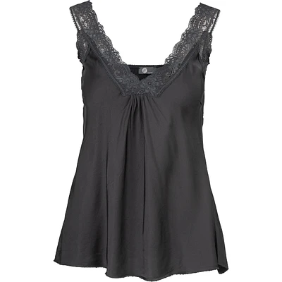 Satin Lace Trim Knit Camisole