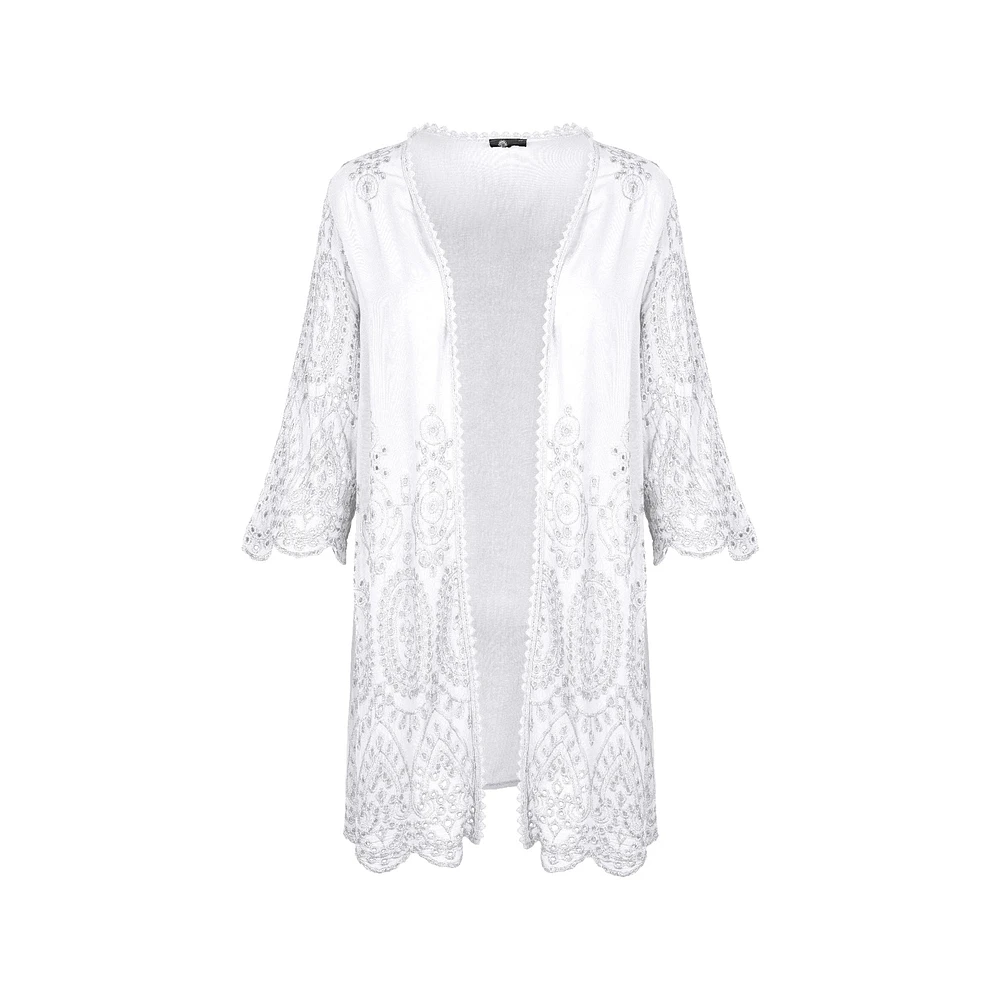 M Made Italy — Cardigan tissé à manches trois-quarts pour femme